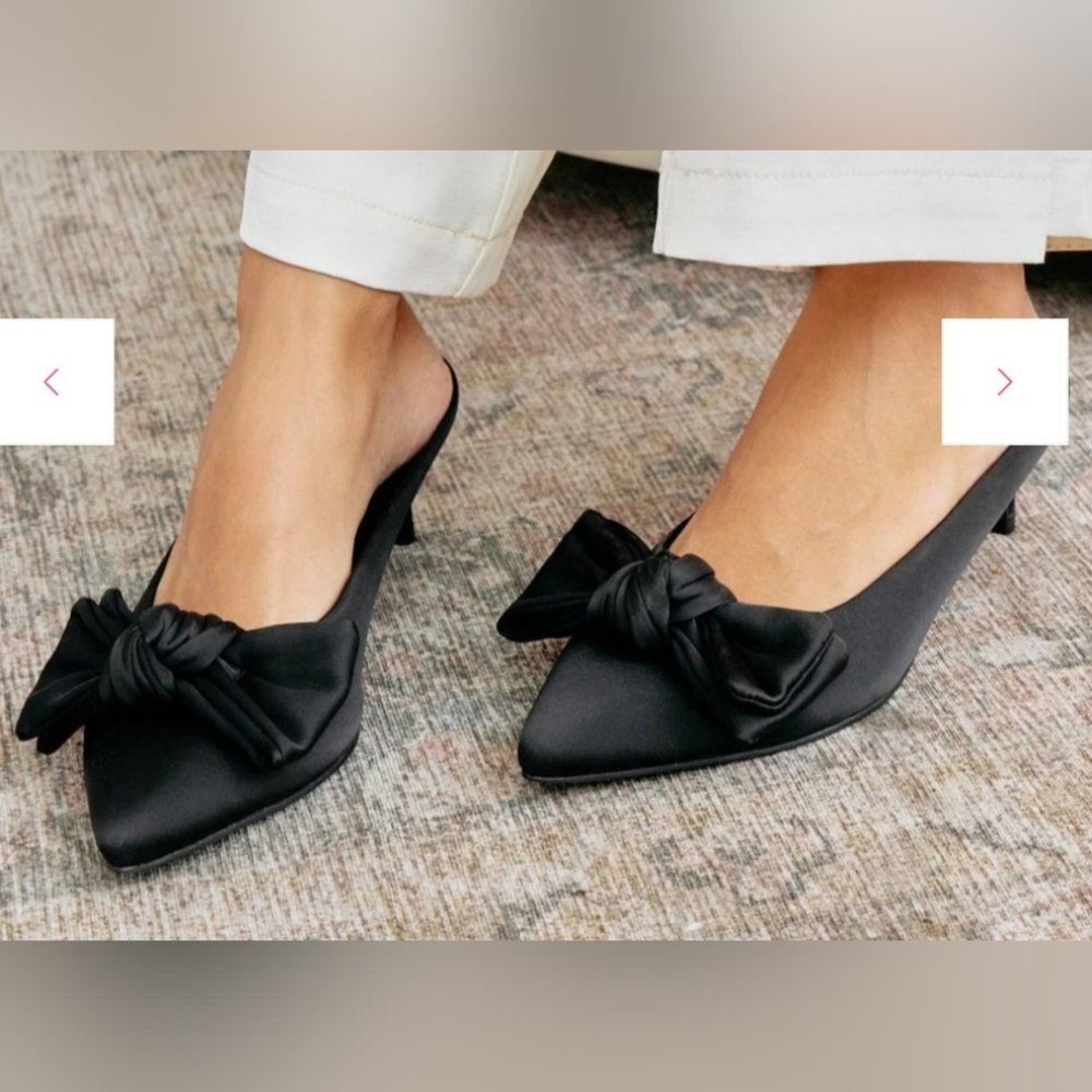 Beach By Matisse Bow Kitten Heel Mule in Black Women's Size 6